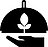 Umweltfreundliches Catering-Symbol für nachhaltige Veranstaltungen mit Pflanze auf Servierplatte.