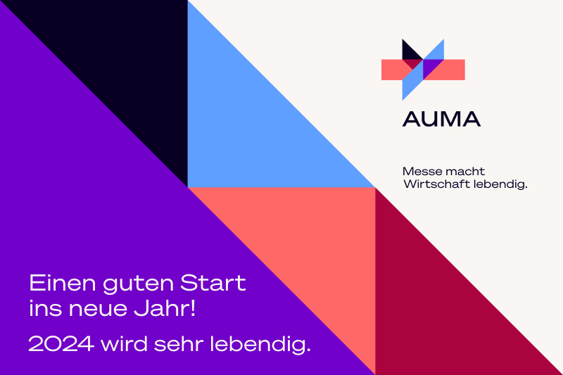 AUMA Banner für das neue Jahr 2024, Motto: Messe macht Wirtschaft lebendig