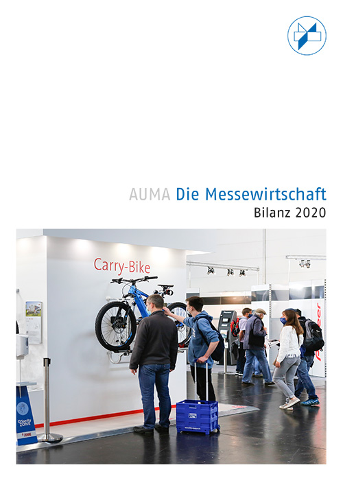 Cover der AUMA Bilanz 2020 zur Messewirtschaft, dokumentiert die Auswirkungen und Anpassungen der Branche.